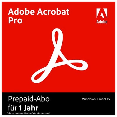 Adobe Acrobat Pro | 2 PC/MAC | 1 Jahr stets aktuell|Download|Code per eMail|ESD