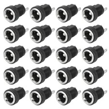 20pcs DC5521 Power Jack, 30V 0.5A 10x10x18mm 2 Pin with Nut Washer, Black