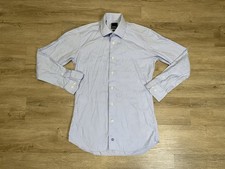 David Donahue Dress Shirt Mens 15.5 32 Trim Fit Blue Plaid Long Sleeve Button