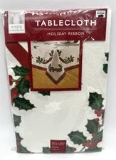 Holiday Tablecloth Winter Wonderland Holiday Ribbon 52"x52" Bed Bath Beyond NWT