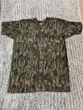 VINTAGE Camo Shirt Mens Large Trebark Single Stitch 90s USA Made Duck Bay Pocket