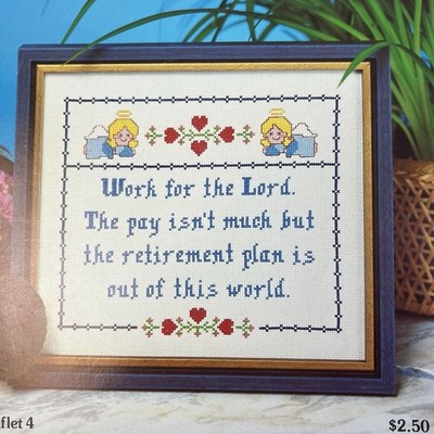 Work For The Lord Cross Stitch Leaflet Peggy Wellman Christian Angel Saying