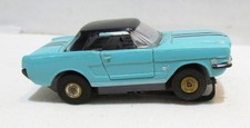 AURORA T-JET HO SCALE SLOT CAR 1960's MUSTANG HARDTOP TURQUOISE BLACK ROOF