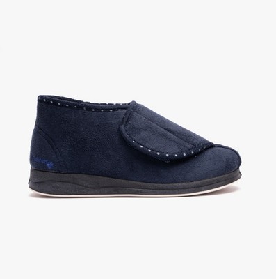 Padders Cherish Damen-Hausschuhe Textil Touch-Verschluss Memory Foam marineblau volle Hausschuhe