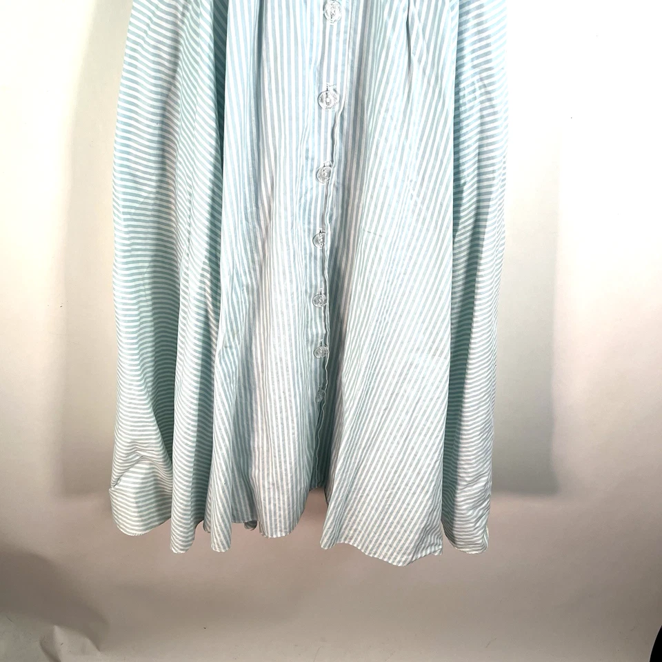 Vintage Choon Striped Lace Collar Tie Prairie Dress Womens SZ S-M Blue/White USA - Image 4 of 4