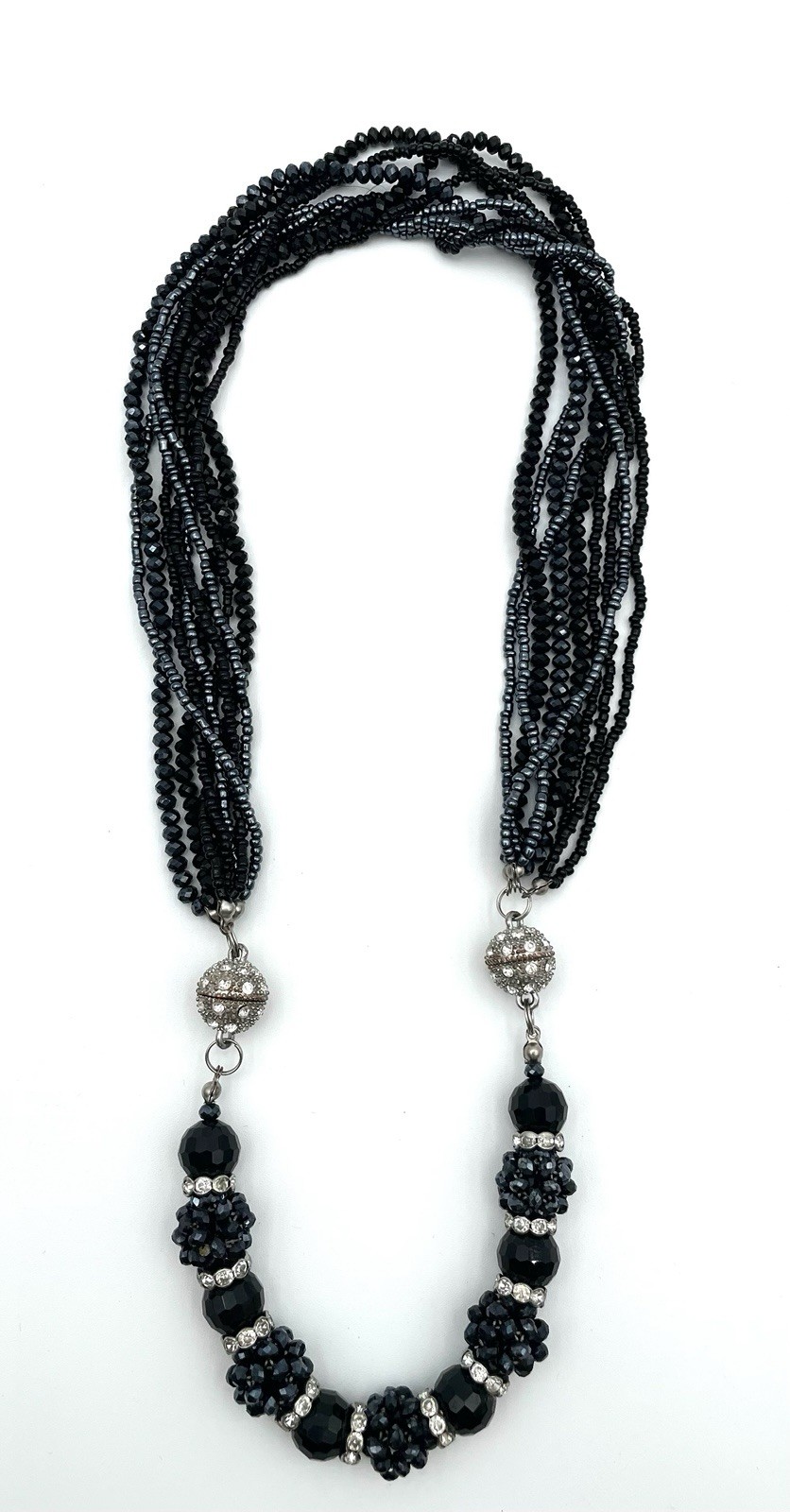 Midnight Multi-Strand Crystal Statement Necklace - image 3