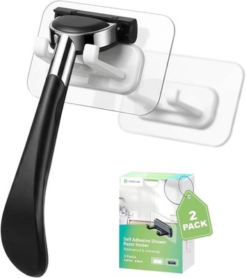 Hook LAB Strong Adhesive Shower Razor Holder 2-Pack Waterproof Wall Hooks