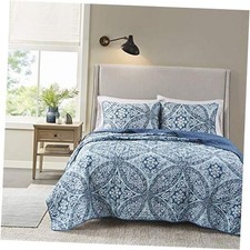 Reversible Quilt Set-Vermicelli Full/Queen 90 in x 90 in Gloria Aqua