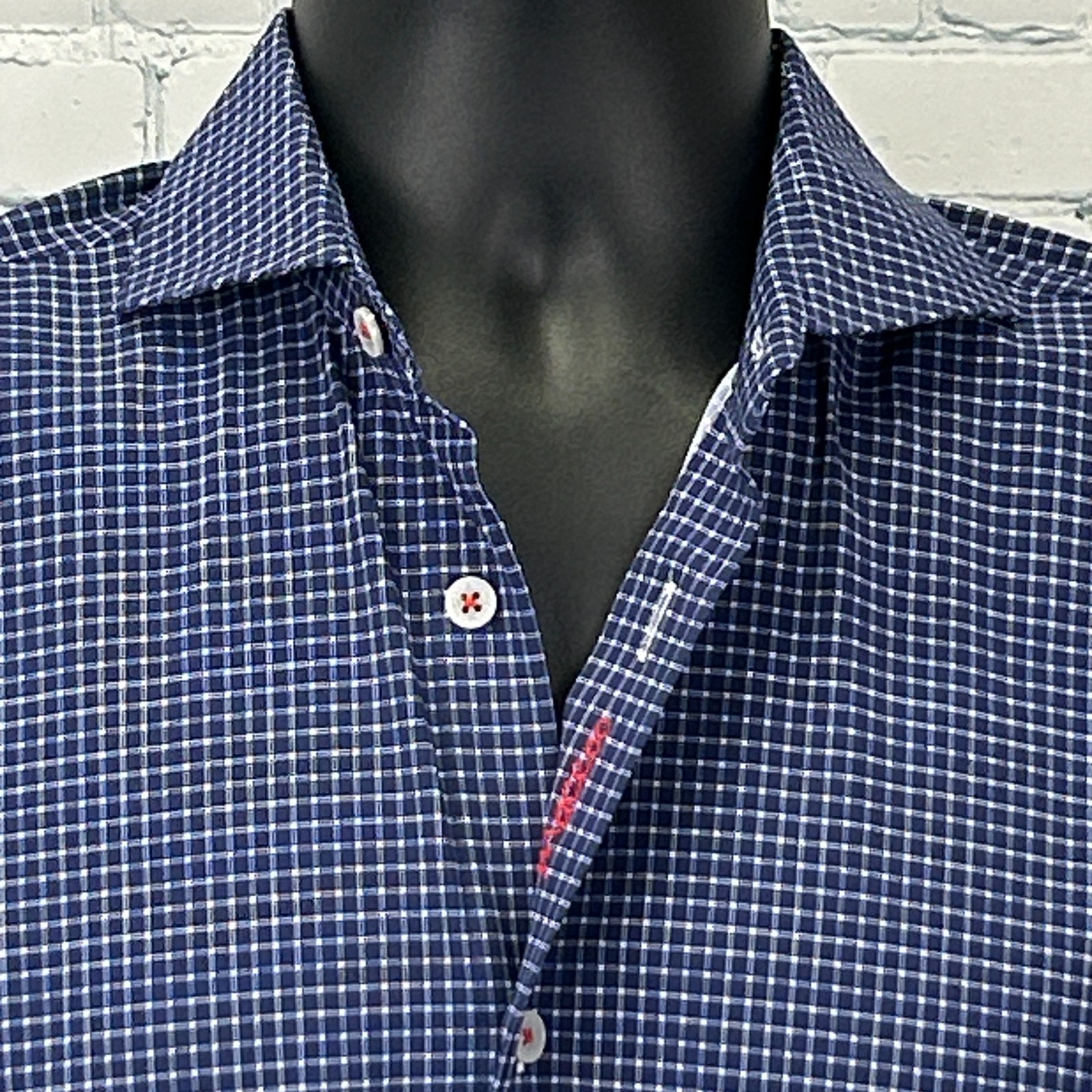 Maceoo Einstein Micro Check Button Front Shirt Bl… - image 6