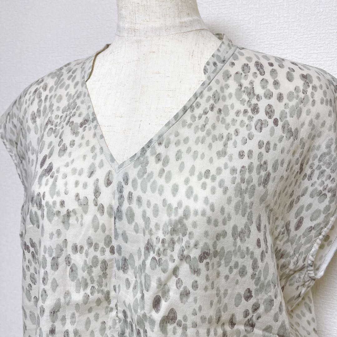 Pas de Calais Blouse Shirt Gray French Sleeve Size 36 New Patterned