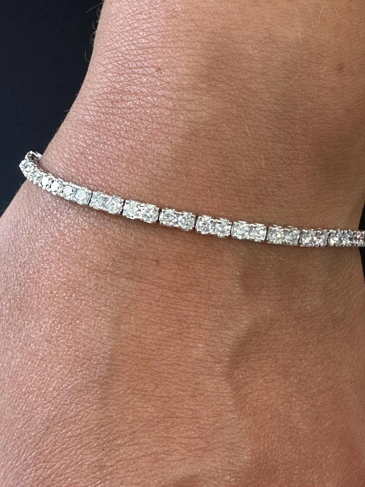 1.2 mm 3.4 Ct Lab Grown Diamond Tennis Bracelet 14k Platinum - Image 3 of 4