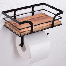 Rustic Farmhouse Toilet Paper Holder with Shelf - Farmhouse Bathroom Rustic Coun