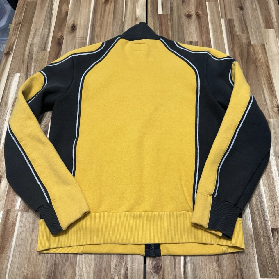 Chaqueta Energie De Colección Para Hombres XL Amarilla Espalda Cascos Locos Motociclista Delgada Cremallera Y2K Foto 4 de 4