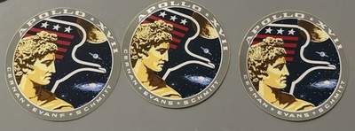 3x Vintage NASA Apollo 17 Decals Cernan Evans Schmitt Moon NOS