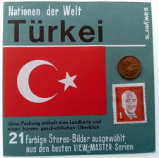 VIEW-MASTER COVER  T&Uuml;RKEI Deckblatt Booklet Briefmarke+M&uuml;nze Nationen der Welt