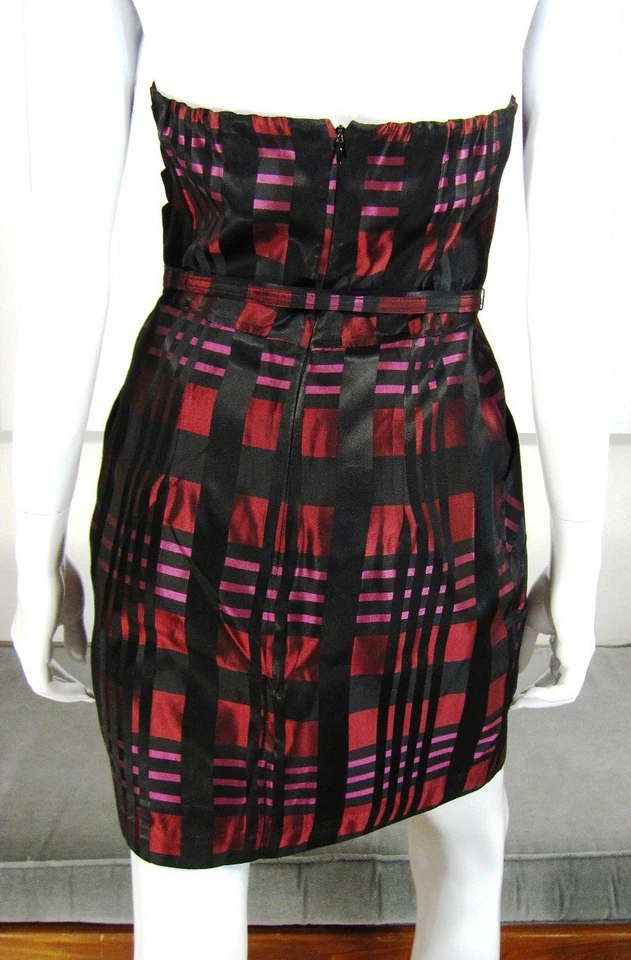 VESTIDO AQUA SIN TIRANTES MINI CÓCTEL Fiesta Baile de graduación Talla Pequeña Mediana Rojo Negro Foto 4 de 4