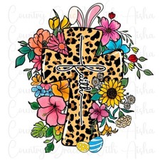 Sublimation Transfer Easter Faith Cross Ready To Press Heat Transfer