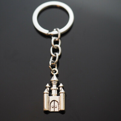 Castle Keychain Princess Fantasy Kings & Queens Silver Pendant Charm Keyring