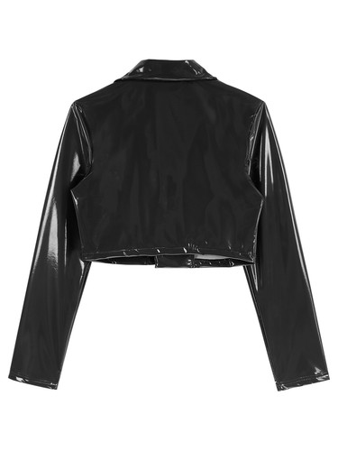 Mens Wet Look Jacket Shiny Metallic Clubwear Motorcycle Style Tank Lapel Coat - Picture 25 of 34