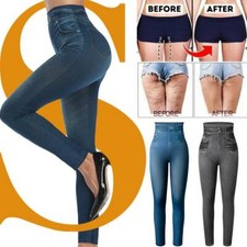 Schlank Damen Jeans Stretch Leggings Bleistifthose Bauchweg Hohe Taille Hoser