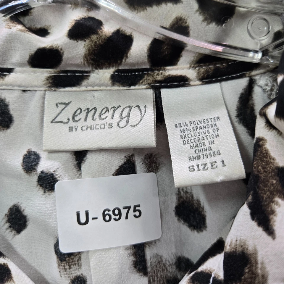 Chaqueta Zenergy By Chino's para mujer 1 blanca con estampado de leopardo bolsillos con capucha cremallera completa Foto 2 de 4