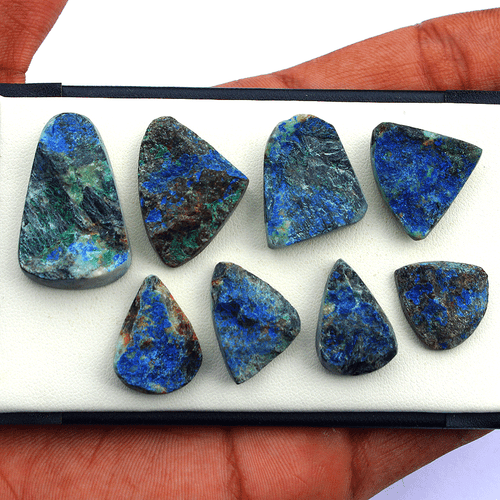 8 Pcs Natural Arizona Azurite Malachite Raw Face 18mm-32.3mm Druzy Gemstones Lot - Picture 2 of 15