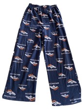Denver Broncos Football Boys Navy Blue White Logos Fleece Pajama Pants 6-7