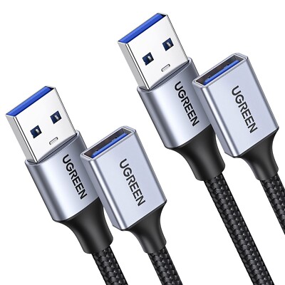 UGREEN 2 Pack USB Extension Cable, (1.5 FT+ 1.5 FT) USB Extender USB 3.0 Exte...