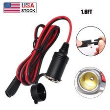 0.5M/1.6FT 16AWG Cigarette Lighter Extension Cord Cable 12-24V Power Socket Plug