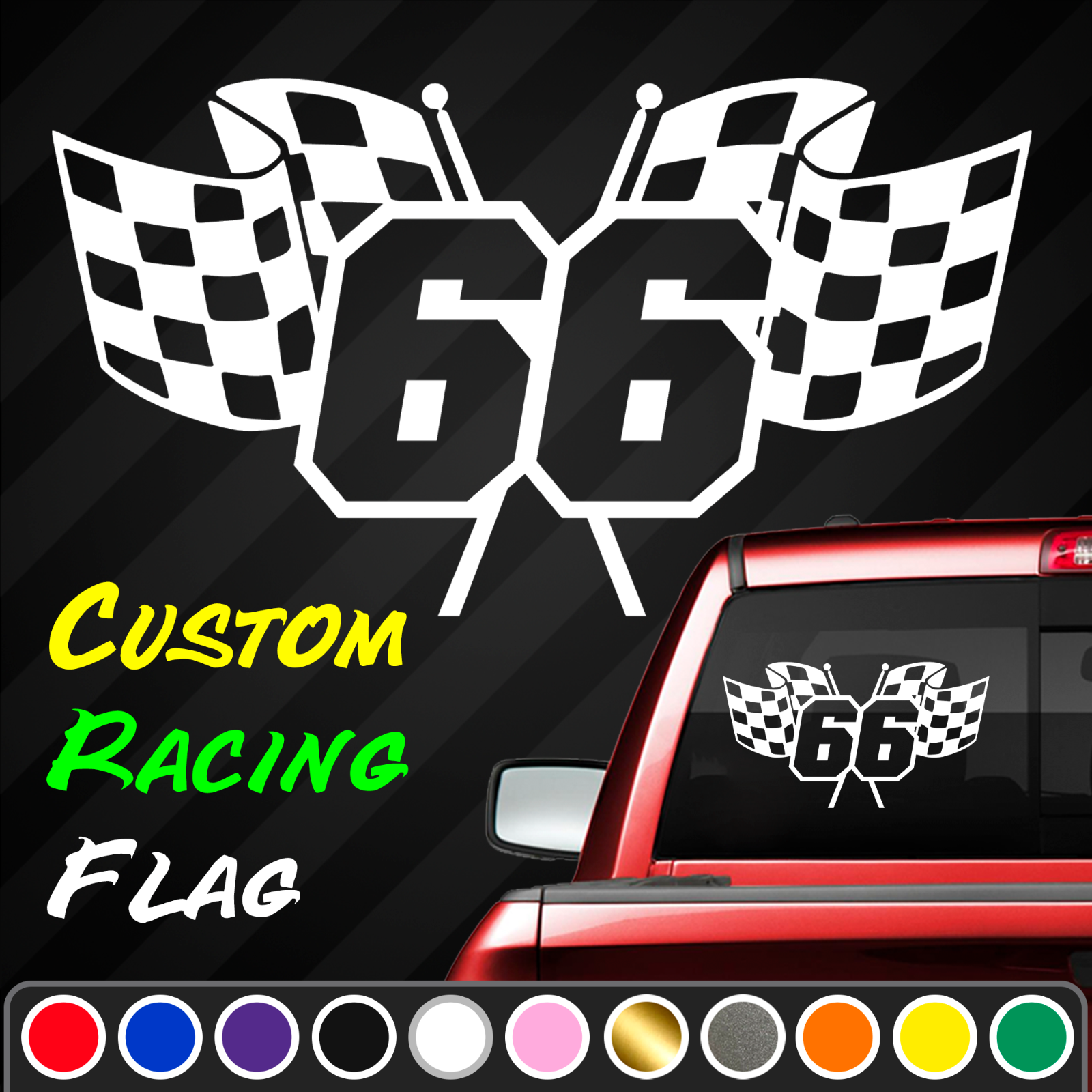 66 Racing Number Sticker Racing Number Flag Vinyl Decal Sticker | Custom Dirt Bike Plate ...