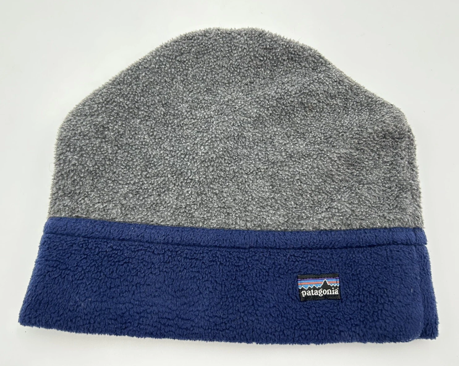PATAGONIA Size M Gray Dark Blue Fleece Beanie Hat Ski Cap Winter USA 90s Vintage