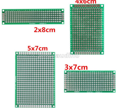 4Pcs FR4 Double Side Prototype PCB Tinned BreadBoard 5x7 4x6 3x7 2x8CM Each 1PC