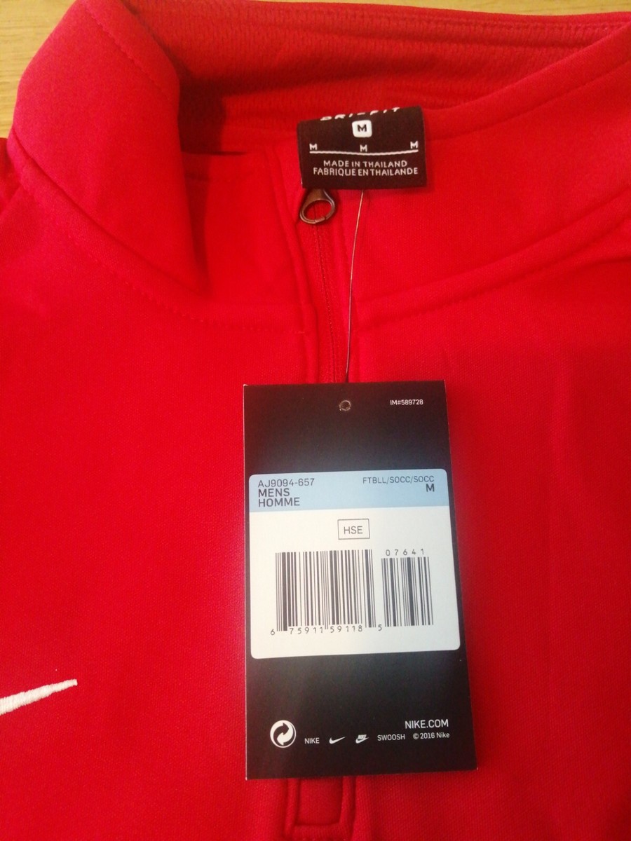 Nike Mens 1/4 Zip Pullover Training Top With Thumb Loop Size M Red