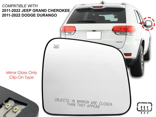 For Mirror Glass Heated 2011-2022 DURANGO / JEEP GRAND CHEROKEE Passenger Side