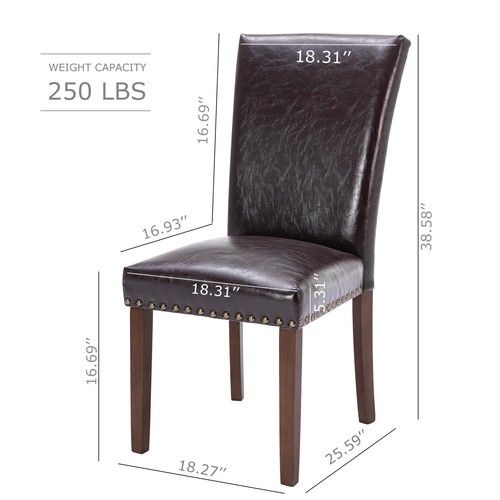 A420darkbrownl Leather Dining Chairs Set Of 2 Ldarkbrown - Picture 5 of 9