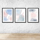 Pastel Pink Blue Watercolour Abstract Wall Art Print Picture 1 Or Set Of 3