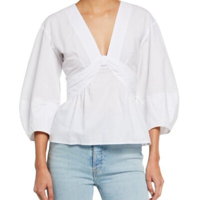 Derek Lam 10 Crosby Noe Blouse Optic White Size 42 (M) MSRP: $ 295.00