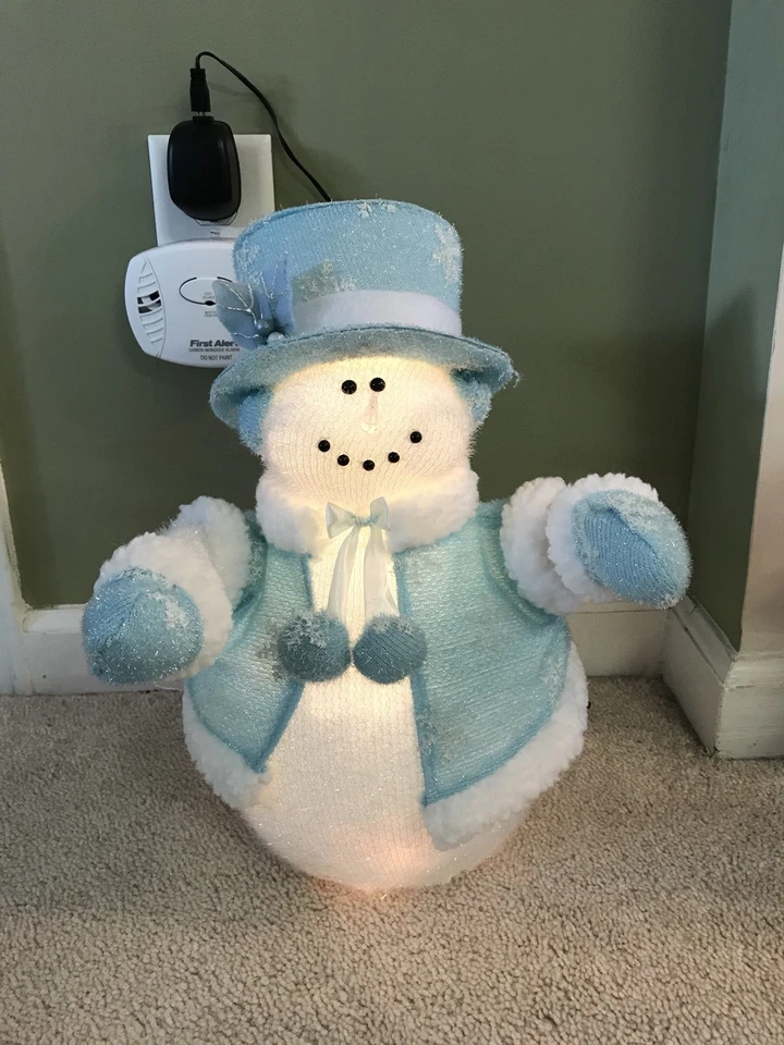 Fiber Optic Revolving Snowflakes 14" Lamp In Box Blue and White - Image 3 of 4