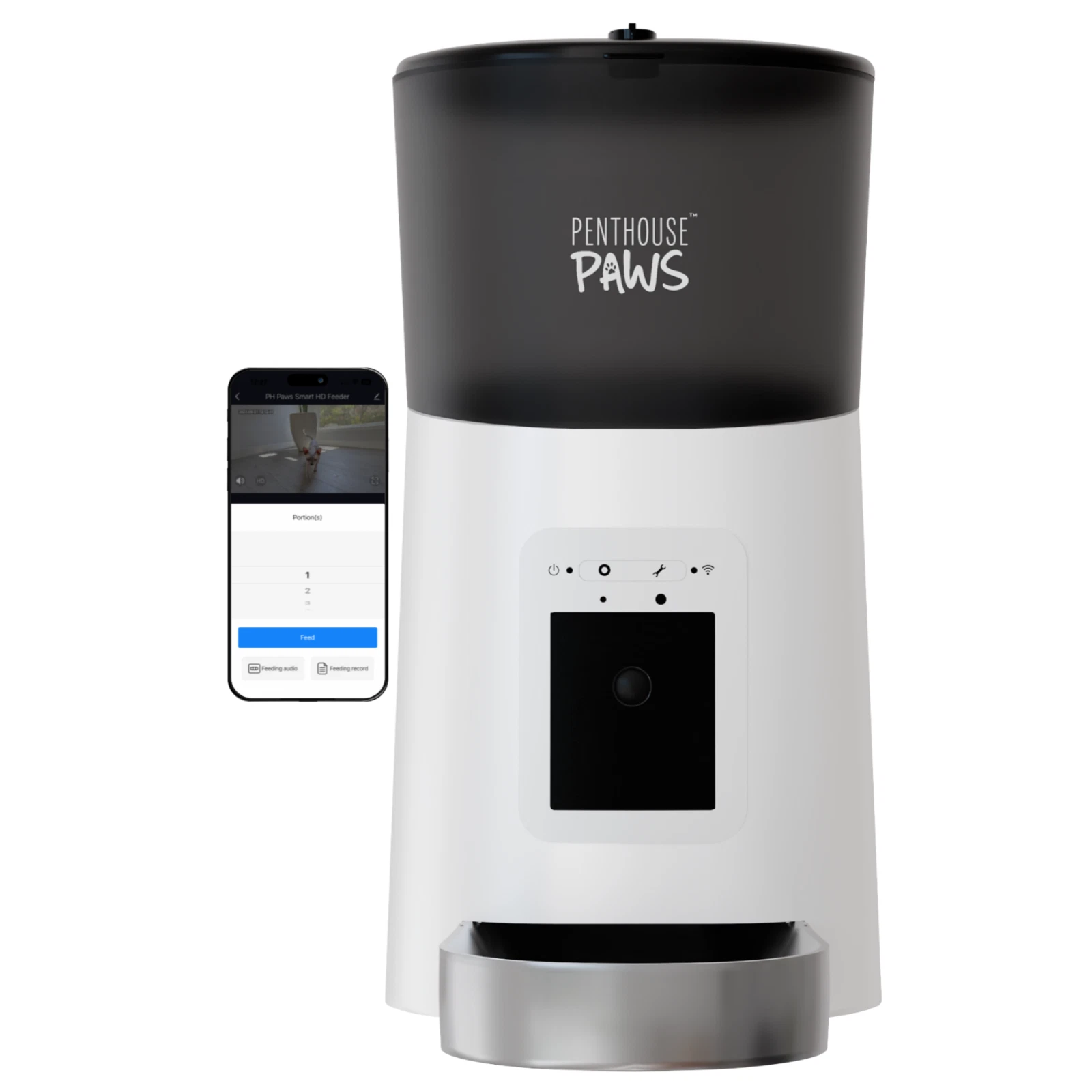 Penthouse Paws® Smart HD Feeder 6L White Stainless Steel