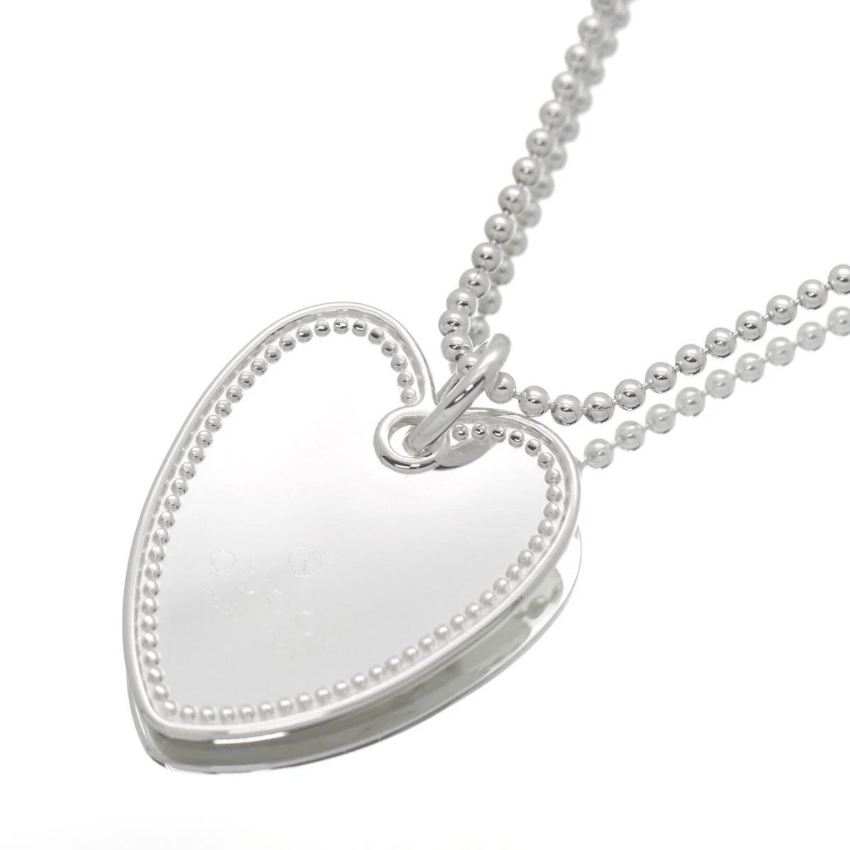 Gucci Collana Cuore Placca Cuore Catena Sfera Argento Ag925 Donna Autentico