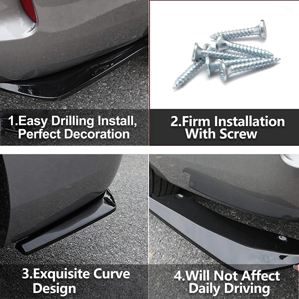 For Hyundai Elantra Rear Bumper Diffuser 4-Fin Spoiler Splitter Rear /Spats Foto 3 de 4