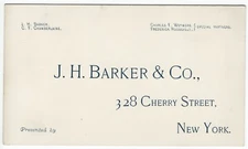 1890S JH BARKER ROCK CANDY MAPLE SYRUP LICORICE 328 CHERRY ST NYC TRADE CARD