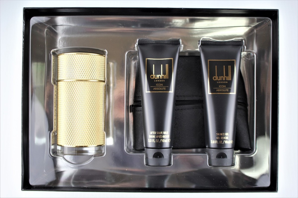 Dunhill Icon Absolute 4pc Set Parfum Spray 3.4 oz Shower Gel After
