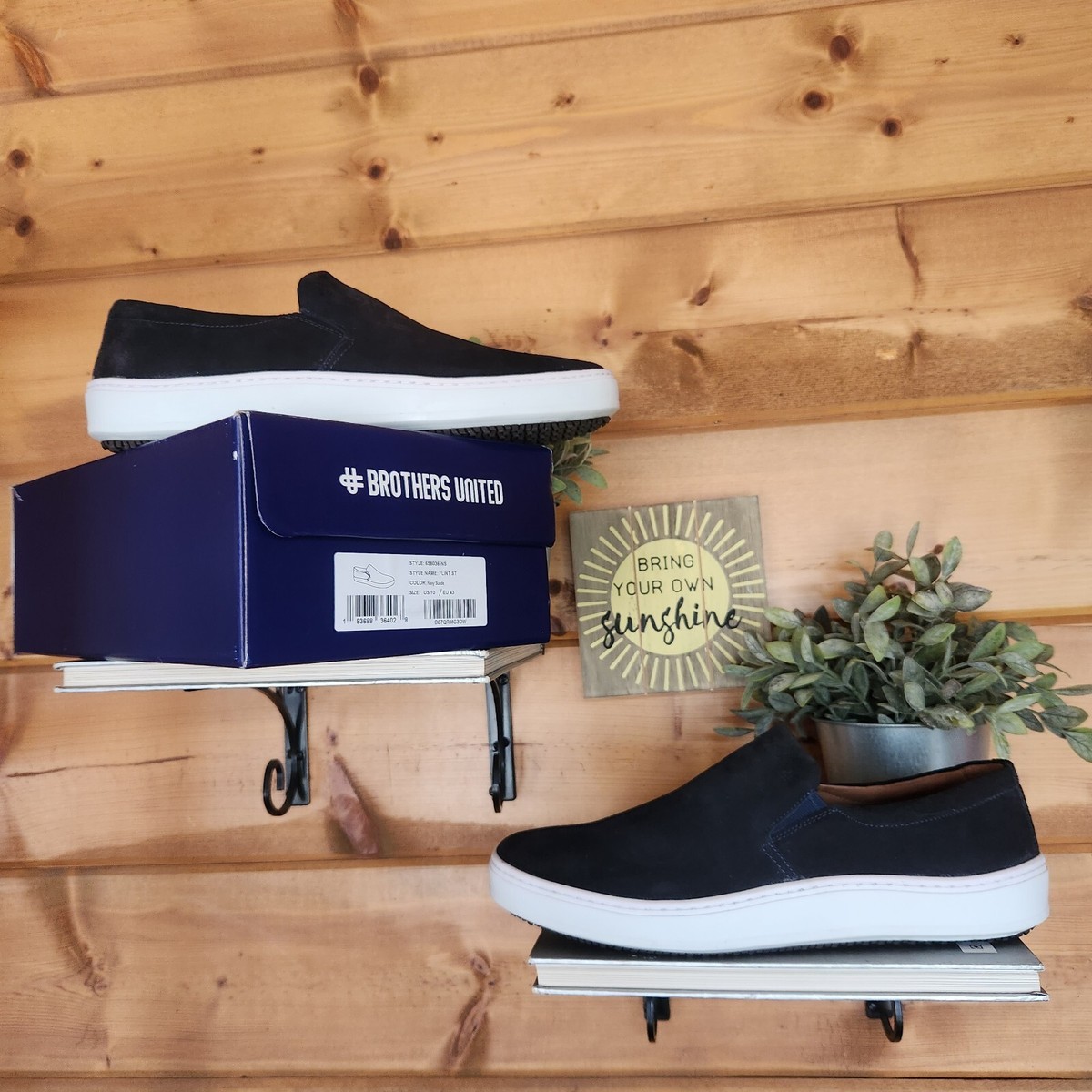 Brother United NEW Flint St Navy Blue Suede Leather Slip On  display picture 2