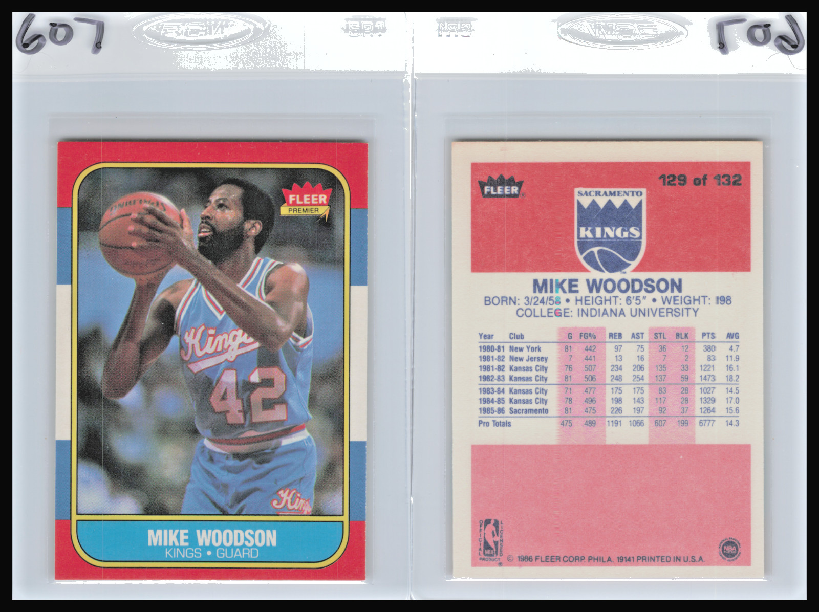 1986 Fleer Basketball #129 Mike Woodson Sacramento Kings - EX/EXMT -      607