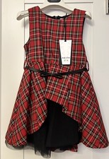 Vestito Bambina AKITA Cerimonia Sottogonna Tulle Fantasia Scozzese 4 Anni