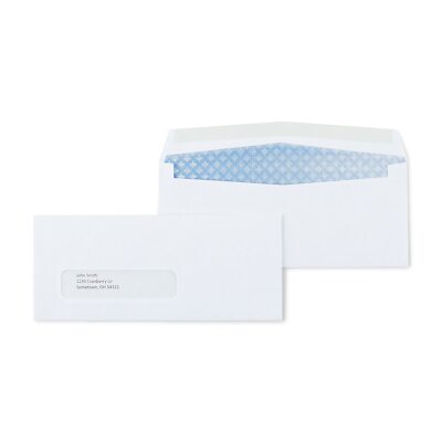 Staples Left Window Security-Tint Gummed Check-Size #8-5/8 Envelopes 500/Box