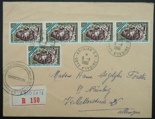 Ivory Coast; 30 Fr. Rinderpest (5) MEF Reco. letter 1966 to Nuremberg - Picture 1 of 1