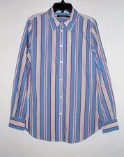 NWT $79.50 LAUREN RALPH LAUREN Striped Button Front Shirt, Blue Multi, Size 6 10