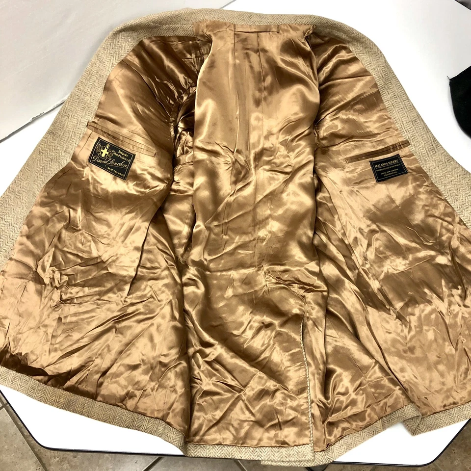 Holland & Sherry BESPOKE Sport Coat Donegal Herringbone Tweed Jacket Wool Blazer - Image 2 of 4